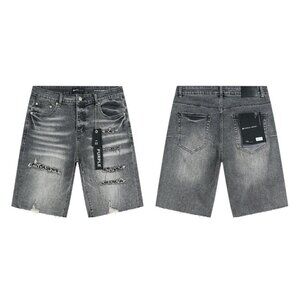 Men's Gray Distressed Denim Shorts